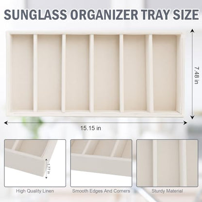 2 Pack Sunglasses Organizer Storage Glasses Holder Velvet Jewelry Tray, Glasses Organizer Eyeglasses Sunglasses Tray for Jewelry Display Watch