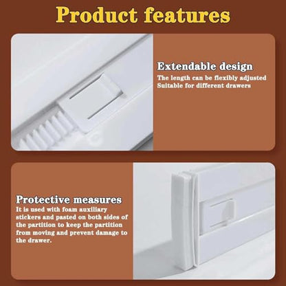 4 Pcs Drawer Dividers for Clothes,3.15" High 11.34"-19.69" clear | Adjustable Expandable Dresser Drawer Organizer, Clear Plastic Separators for Dresser, Baby Clothing