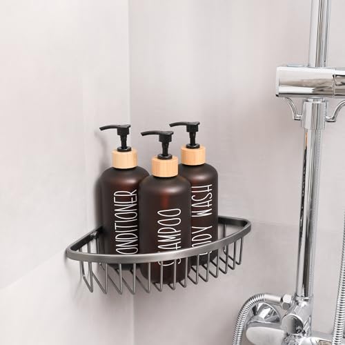 Amber Shower Dispenser Set | Contains 3 PET Plastic Bottles, Shampoo and Conditioner Dispenser for Shower, Perfect for Modern Bathroom Decor