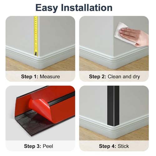 4PCS 45" Black Metal Corner Protectors, Aluminum Self Adhesive Corner Guards, Metal Wall Edge Protector Strip, Furniture Corner Protectors, Wall Cabinet Baseboard Decoration 45" x 1"