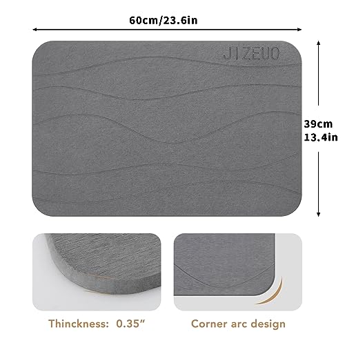 Stone Bath Mat, Diatomaceous Earth Shower Mat, Non-Slip Super Absorbent Quick Drying Bathroom Floor Mat，2 Pack, Grey