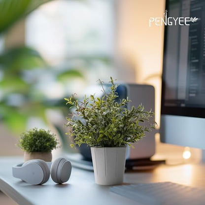 4 Pack Small Fake Plants in White Pulp Pot for Home Decor | Artificial Plants Indoor, for Bathroom Bedroom Kitchen Office Farmhouse Room Shelf Decor, Easy to Clean, Lifelike Appearance