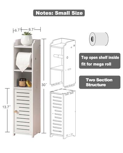 AOJEZOR Toilet Paper Holder Stand: Small Space Bathroom Storage for Renters