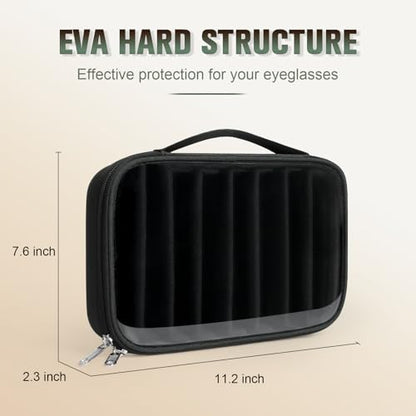 Sunglasses Organizer Case for Multiple Pairs, Eyeglasses Storage Box Hard Shell Travel Eyewear Case Zipper Men Women