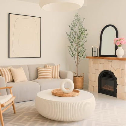 Faux Olive Tree 7ft，Olive Trees Artificial Indoor with Natural Wood Trunk and Realistic Leaves and Fruits. 7 Feet(84in) Fake Olive Tree for Home House Office Décor.