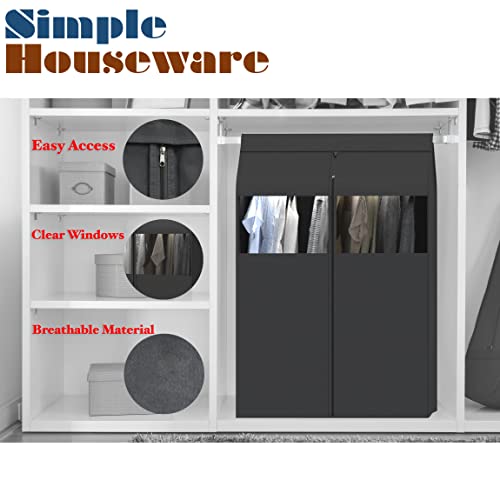 Simple Houseware 30"W x 54"H Garment Cover with Bottom Seal & Clear Window | for Clothes Rack/Closet/Hanging Clothes, Dark Gray