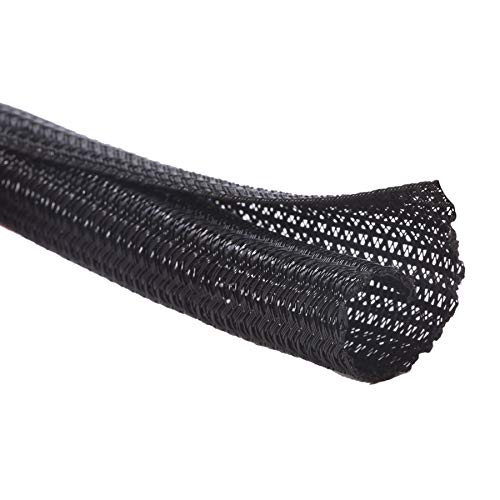 Alex Tech 25ft - 1/2 inch Cord Protector Wire Loom Tubing Cable Sleeve Split Sleeving For USB Cable Power Cord Audio Video Cable – Protect Cat From Chewing Cords - Black