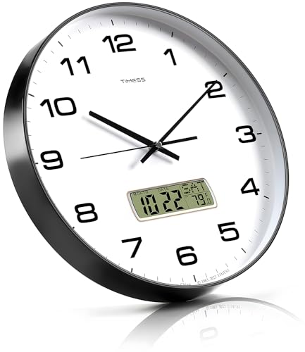 Wall Clock, 10" Dial Non-Ticking Silent Battery Op... (Black)