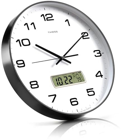 Wall Clock, 10" Dial Non-Ticking Silent Battery Op... (Black)