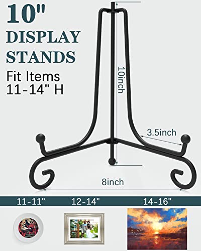 Iron Display Stand 10 Packs, 10 Inches Plate Photo Stand for Display | Black Foldable Easel Stand Holder for Photo Frame, Artwork, Collection, Decorative Plate, Book, Office