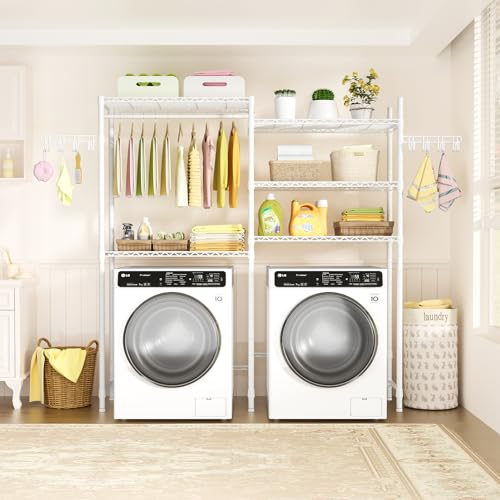 U5 Over the Washer and Dryer Storage Shelf, Laundr... (White | Metal)