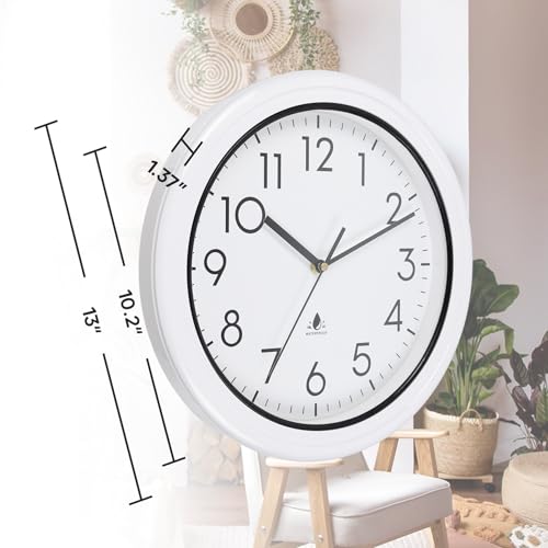 13 Inch Sealed Waterproof Outdoor Clocks, Weatherproof Wall Clock | Silent Non-Ticking Battery Operated Clock for Pool, Patio, Garden, Porch