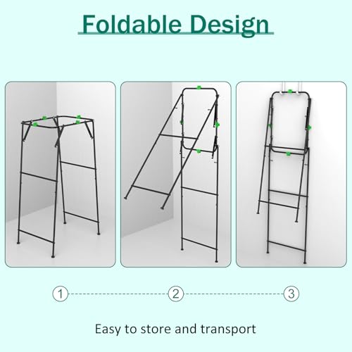 Foldable Trash Bag Holder Stand, Outdoor Leaf Bag Holder for Yard, Lawn | Portable Rustproof Garden Garbage Bag Frame Holder for 30-55 Gallon Bags for Leaves, Camping, Yard Weeding & Lawn Party