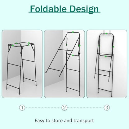 Foldable Trash Bag Holder Stand, Outdoor Leaf Bag Holder for Yard, Lawn | Portable Rustproof Garden Garbage Bag Frame Holder for 30-55 Gallon Bags for Leaves, Camping, Yard Weeding & Lawn Party