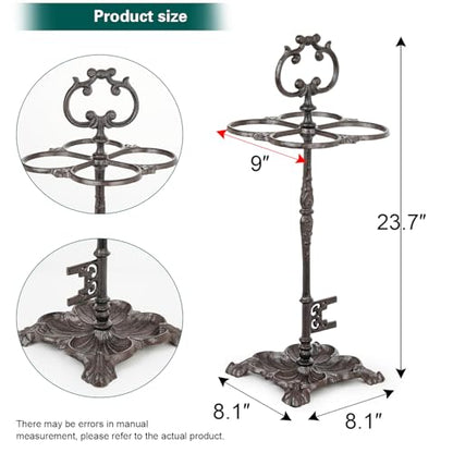 Sungmor Vintage Cast Iron Umbrella Stand - 23.7 Inches Tall | Heavy Duty Decorative Umbrella Holder for Entryway, Hallway & Office, Rustic Farmhouse Freestanding Metal Stand