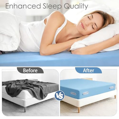 Fitted Sheet Holders, Bed Sheet Holders for Corners, 4 PCS Fitted Sheet Grippers with Lock Clips, Sheet Fasteners Secure Sheets for Twin, Full, Queen, King Beds
