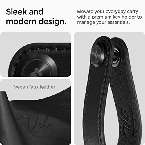 Spigen Valentinus Key Organizer, Compact Holder | Keychain, Keyring, Holds Up to 6 Keys - Black
