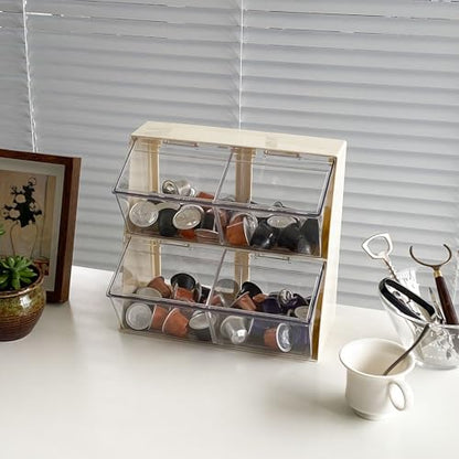 Large Coffee Pod and Tea Bags Organizer with Lid, White | Plastic Creamer Holder, For K Cups, Sugar Bags, Drink Packets, Coffee Bar Accessories Storage Box for Home Office