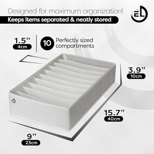 Drawer Organizer Clothes - 3 Set Multipurpose Dresser Drawer Organizer for Adults & Kids, Closet Foldable 10 Cells per Organizer - Non-Woven Fabric, T-Shirts, Baby Clothes, Shorts Organizer - White