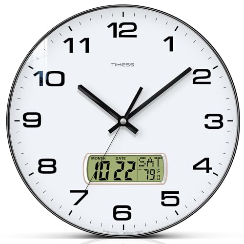 Wall Clock, 10" Dial Non-Ticking Silent Battery Op... (Black)