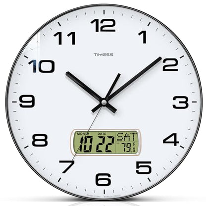 Wall Clock, 10" Dial Non-Ticking Silent Battery Op... (Black)