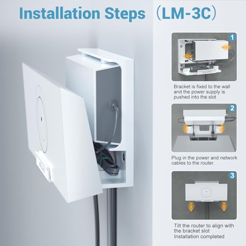 Star-Link Router Mount for Gen 3/4X/V3 Wall Mounting Accessories | All-in-One Star link Standard V3/4X Mesh Router & Power Supply Mount, Space-saving Bracket Mount Kit- LM-3C No Drill Mount