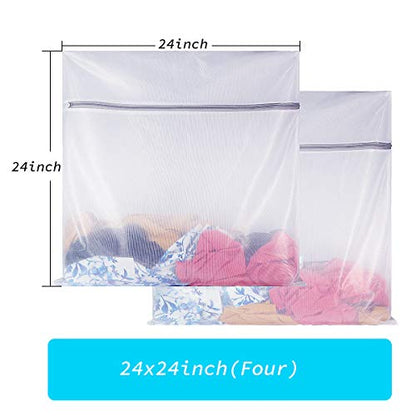 SUERIV Laundry Mesh Bag-Heavy Duty Mesh Laundry Bags,Laundry Bags Mesh Wash Bag for Washing Machine-Supper Zipper Net Laundry Bag for Travel,Lingerie,Sweater,Garment,Undergarment 4（24Inch×24Inch）