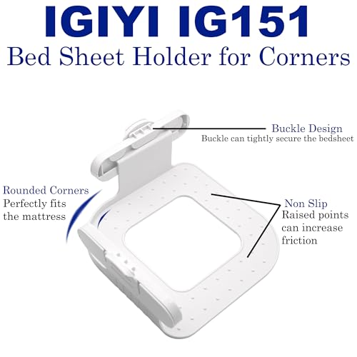 Bed Sheet Holders for Corners, 4 Pcs Lock Fitted Sheet Clips Fastener | Bed Sheet Grippers, Non-slip Heavy Duty Holder to Keep Sheets Tight, Fit Mattress Twin Full Queen King Size Beds Easy Install