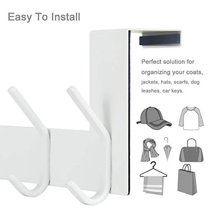 WEBI Over the Door Hooks,Over Door Towel Rack,Door Hanger,Door Coat Hanger,Over the Door Coat Rack,Door Hooks for Hanging Clothes,Back of Door,White