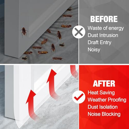 Door Draft Stopper for Side of Door Frame 1.97 in x 20 Ft T-Shaped Silicone Weather Stripping Door Seal Strip Draft Blocker - Clear