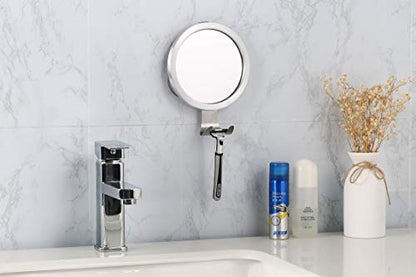 Shower Mirror Fogless for Shaving with Razor Holder, Powerful Lock Suction Fogless Mirror for Shower