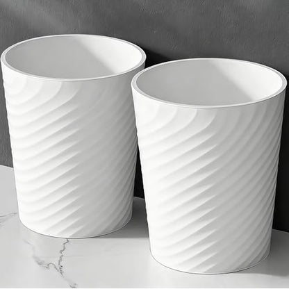 Bathroom Trash Can 1.8 Gallon Small Waste Basket Garbage Can for Dorm Kitchen Toilet Office Bedroom, 2 Pack White