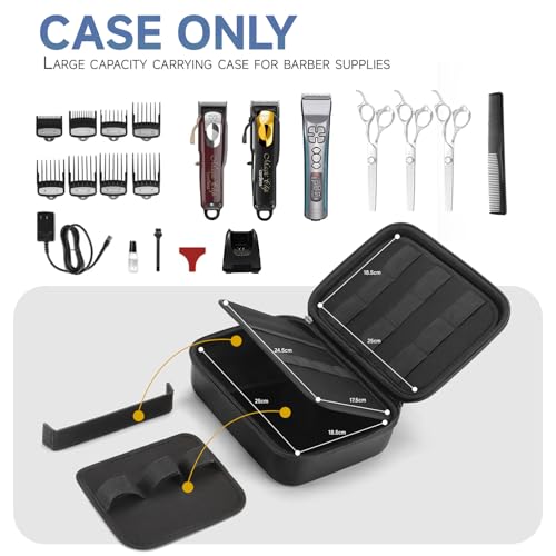 Hard Barber Accessories Case for Hair Clippers Cutting Barber Holder PU | Mens Hair Cutting, Barber Supplies Holder, Organizer Storage Bag, Guard Grooming Kit