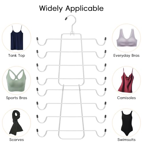 TomCare 4 Pack Space Saving Hangers, 2 Tank Top and 2 Leggings Organizers | 360° Swivel Design, 20 Clips for Leggings and Yoga Pants, Stainless Steel Hanging Closet Organizer