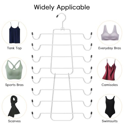 TomCare 4 Pack Space Saving Hangers, 2 Tank Top and 2 Leggings Organizers | 360° Swivel Design, 20 Clips for Leggings and Yoga Pants, Stainless Steel Hanging Closet Organizer