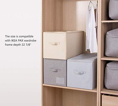 2pcs Zip Lidded Wardrobe Blankets Organizer Storage Bins, Folding & Sturdy | 22"X13"X12.6", clothing, duvets, sweaters, jeans organizer, foldable dustproof,washable,save space,3-side zip openning, rigid