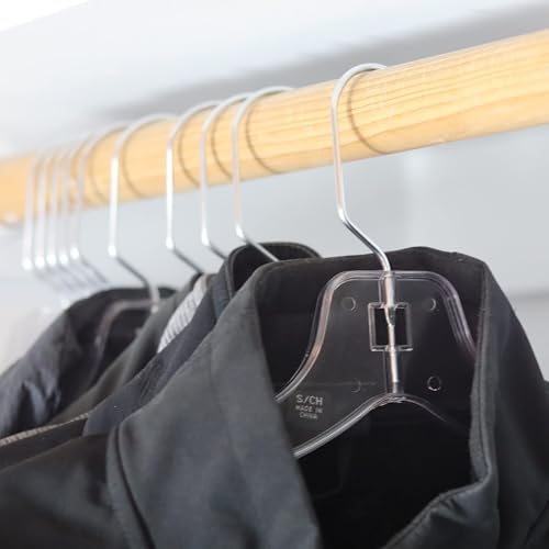 DEILSY™ Clear Plastic Hangers 12 Pack Durable Plastic Shirt Hangers | Versatile clear hangers, plastic hanger with swivel hook, hangers for shirts, dresses, coats, pants and blouses.