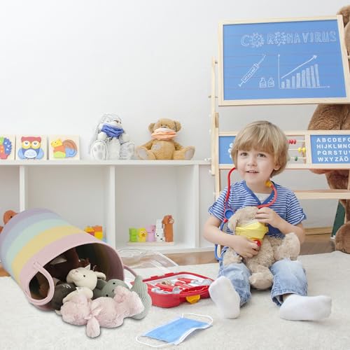 XUANGUO Rope Laundry Basket Hamper for Kids Girl, rainbow | Woven Storage Basket for Living Room Bedroom Boho Tall Baskets for Blanket Toys Pillow Towels Baby Nursery Hamper Bin