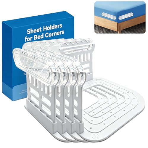 4 PCS Bed Sheet Holders for Corners, Non-Slip Mattress Clips | Universal Fit Fasteners, High Hardness Material, Firm & Tight Bedding Locks, Heavy Duty Grippers