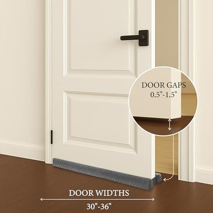 Premium Velvet Under Door Draft Stopper, Adjustable 30-36 Inches