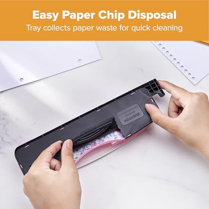PaperPro inCOURAGE 12 Reduced Effort 3-Hole Punch, 12 Sheets, Pink (2188)