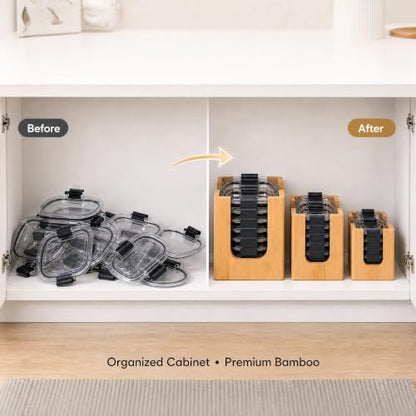 Bamboo Lid Organizer Rack for Rubbermaid Brillianc... (Natural Bamboo | Bamboo)