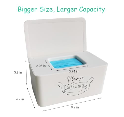 Moorfowl Face Mask Dispenser Please WEAR A MASK Storage Container | Tabletop Face Covering Organizer Box, Nice Way to Remind People to Wear Masks 8.2" L x 4.9" W x 3.9" H