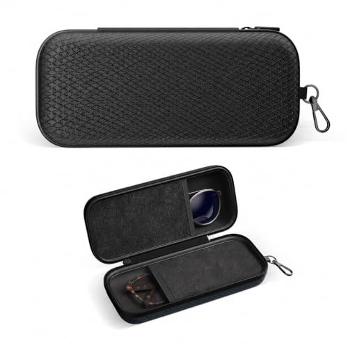 Double Oversized Eyeglasses Case Dual Sunglasses Case Hard Shell Glasses Case with Clip Metal Carabiner Travel