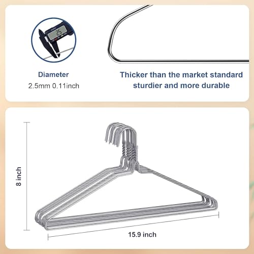 SPECILITE Wire Metal Clothes Hangers Bulk 100 Pack, Ultra Thin, Silver | Perfect for Standard Size Suits, Coats, Shirts, Pants, Skirts, 16 Inch 12 Gauge, Space Saving, Non Slip
