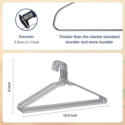 SPECILITE Wire Metal Clothes Hangers Bulk 100 Pack, Ultra Thin, Silver | Perfect for Standard Size Suits, Coats, Shirts, Pants, Skirts, 16 Inch 12 Gauge, Space Saving, Non Slip