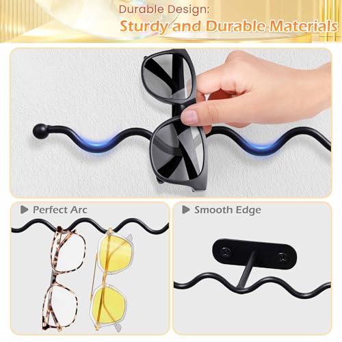AQAREA Wall Mounted Sunglasses Organizer: Industrial Metal Glasses Holder Stand with Large Capacity