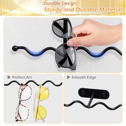 AQAREA Wall Mounted Sunglasses Organizer: Industrial Metal Glasses Holder Stand with Large Capacity