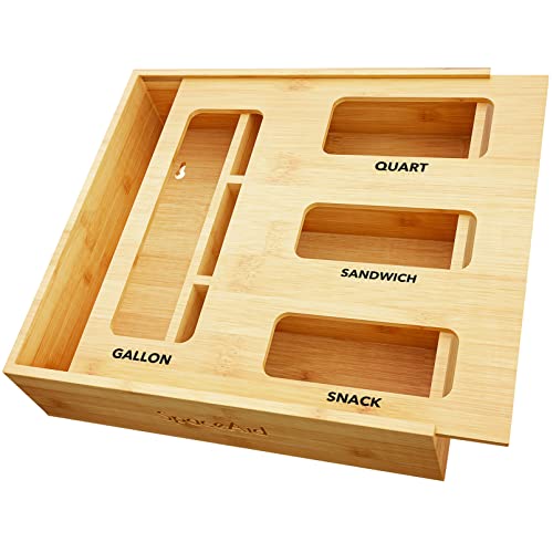 Bag Storage Organizer for Kitchen Drawer, Bamboo O... (Natural, 3"H | Bamboo)