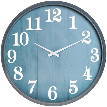 UMEXUS 18 Inch Waterproof Indoor Outdoor Decorative Wall Clock | Upgraded D365 silent quartz movement, battery operated, easy-read dial for patio, garden, pool, farmhouse, and living room